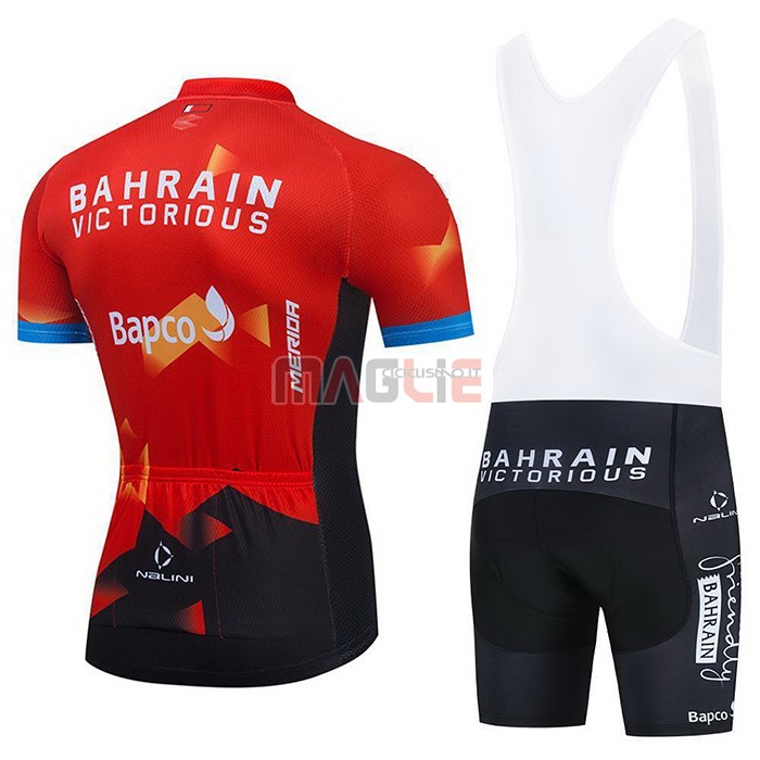 Maglia Bahrain Victorious Manica Corta 2021 Rosso